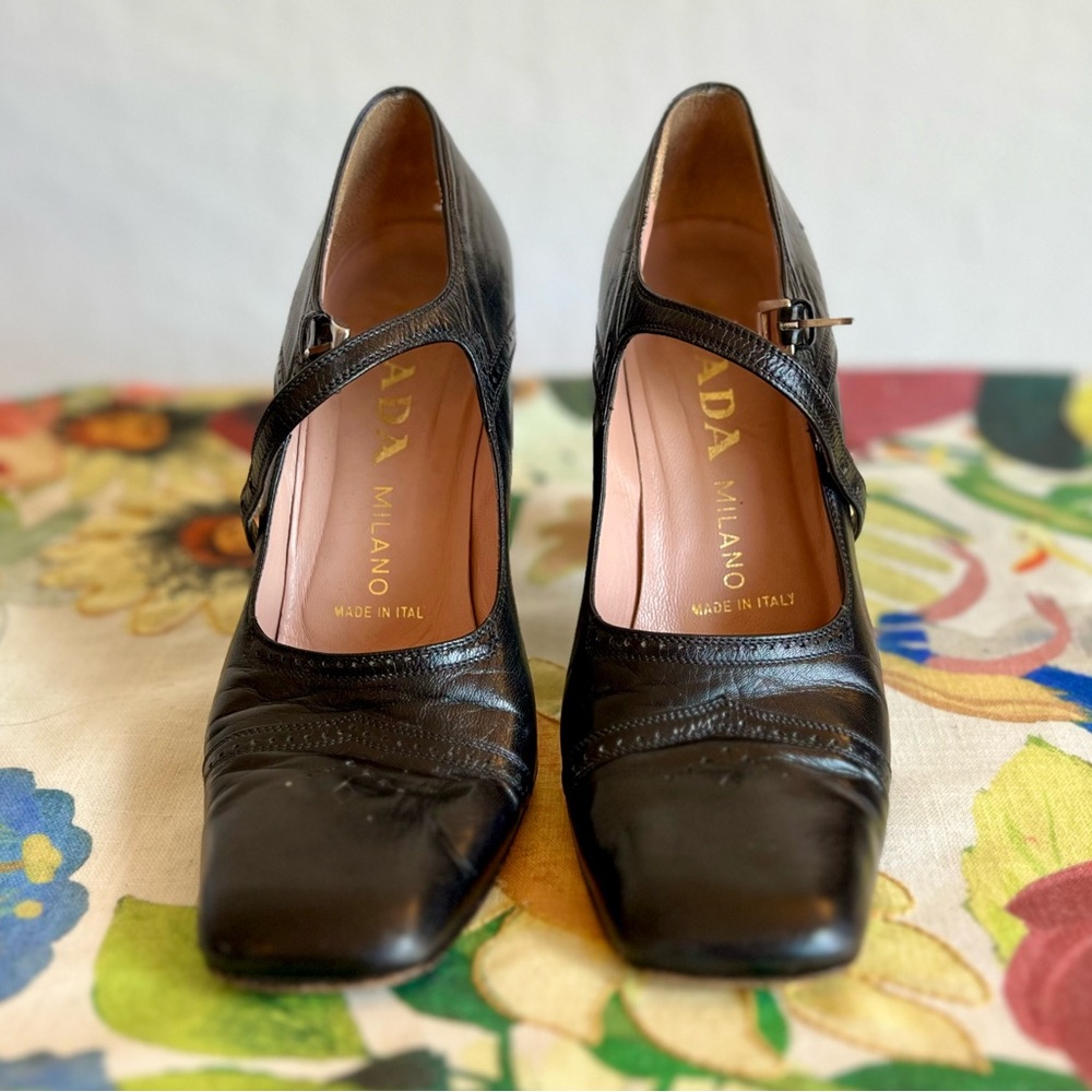 PRADA Mary Jane Pumps Women’s Size 38 (7.5) Black Vintage 90s - Picture 2 of 13